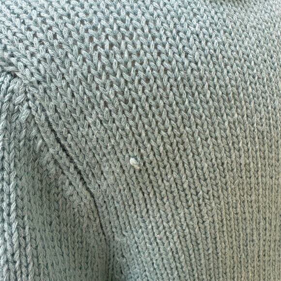 VTG Nine West Cardigan Sz L Blue Ramie Open Front Crochet Bell Sleeve Boho Y2K - Picture 9 of 10